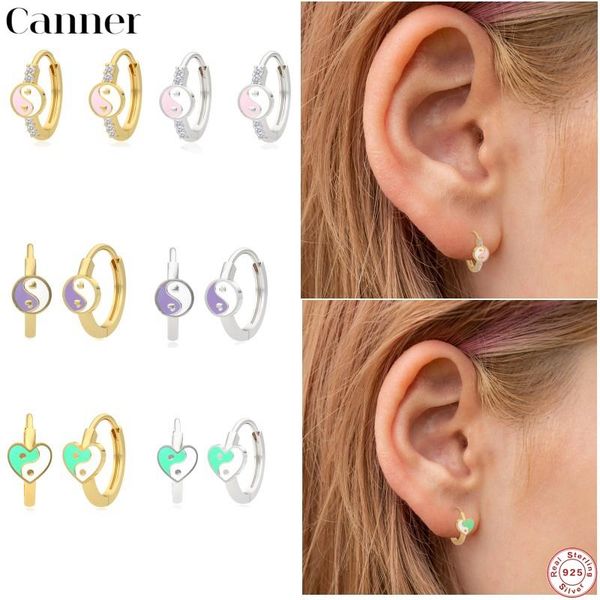 hoop & huggie canner 100% real 925 sterling silver heart yinyang enamels hoops circle huggies piercing drip oil ear women fashion fine jewel, Golden;silver
hoop & huggie canner 100% real 925 sterling silver heart yinyang enamels hoops circle huggies piercing drip oil ear women fashion fine jewel, Golden;silver