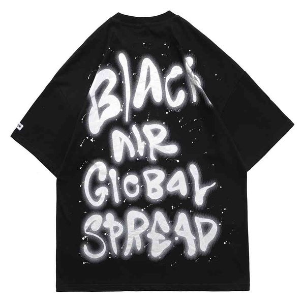 polo shirt summer t shirt splash ink graphic letter print short sleeve hip hop t-shirt streetwear casual tshirts cotton tees jhy9, White;black