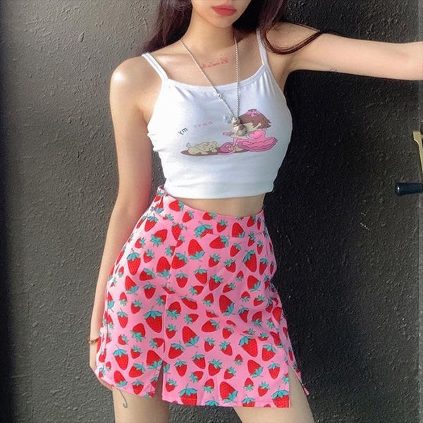 spring summer strawberry printed women skirts fashion pink girl high waist pack hip split skirt sweet zipper mini, Black
spring summer strawberry printed women skirts fashion pink girl high waist pack hip split skirt sweet zipper mini, Black