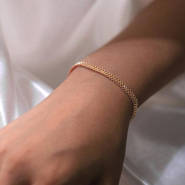 link, chain 4.5mm 585 rose gold color bracelets foxtail for women weaving link wrist jewelry wholesale drop gifts lcb67, Black
link, chain 4.5mm 585 rose gold color bracelets foxtail for women weaving link wrist jewelry wholesale drop gifts lcb67, Black
