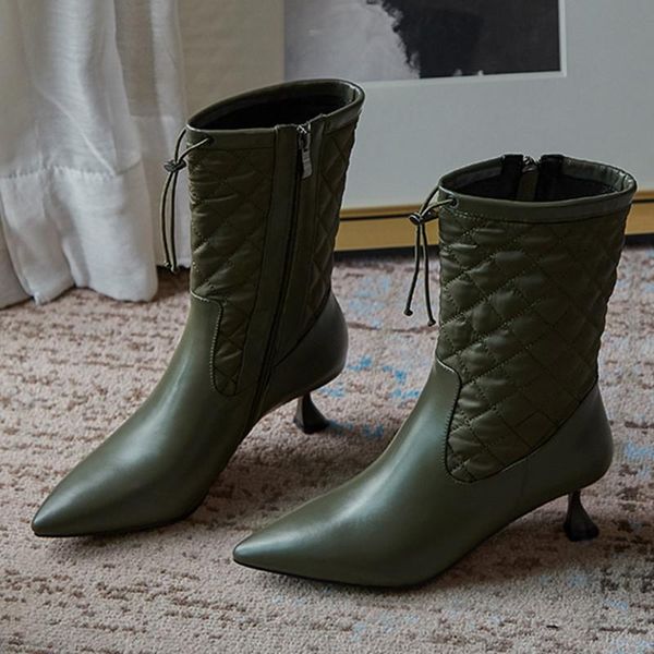 boots 2021 handmade genuine leather army green women ankle pointed toe comfortable winter autumn elastic band short, Black
boots 2021 handmade genuine leather army green women ankle pointed toe comfortable winter autumn elastic band short, Black