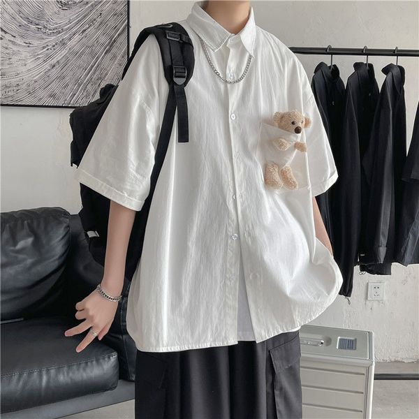 men's casual shirts korean style summer short sleeve loose shirt camisa masculina bear doll streetwear fashion cotton jykp, White;black
men's casual shirts korean style summer short sleeve loose shirt camisa masculina bear doll streetwear fashion cotton jykp, White;black