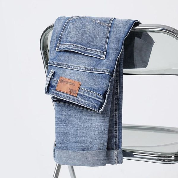men's jeans classic style straight-leg business fashion casual stretch denim pants male brand trousers, Blue
men's jeans classic style straight-leg business fashion casual stretch denim pants male brand trousers, Blue