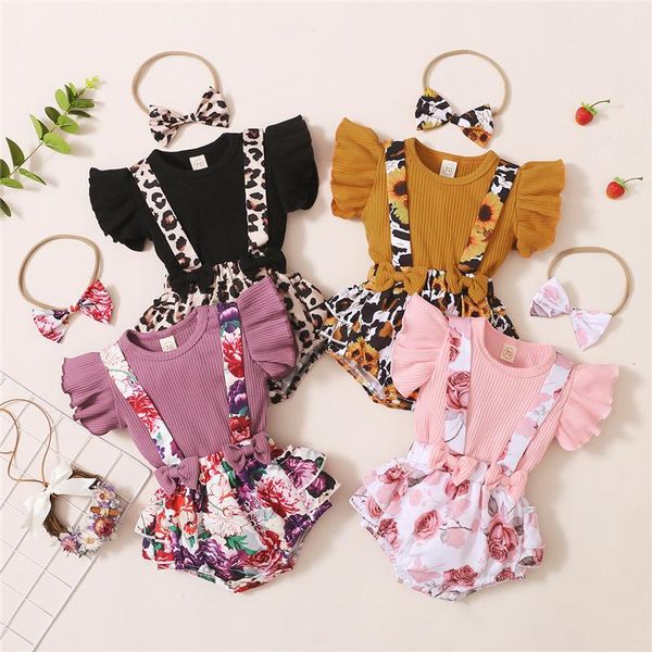 3pcs born baby girls clothes sets ruffles sleeve solid t shirts flowers overalls shorts headband toddler girl outfits clothing, White
3pcs born baby girls clothes sets ruffles sleeve solid t shirts flowers overalls shorts headband toddler girl outfits clothing, White