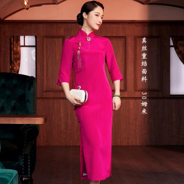 autumn chinese style young silk heavy crepe 30mm long cheongsam dress wedding ethnic clothing, Red
autumn chinese style young silk heavy crepe 30mm long cheongsam dress wedding ethnic clothing, Red