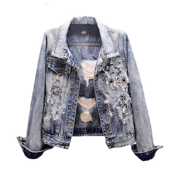 jacket flower patch long chic ripped denim jacket women coat chaqueta mujer, Black;brown
jacket flower patch long chic ripped denim jacket women coat chaqueta mujer, Black;brown