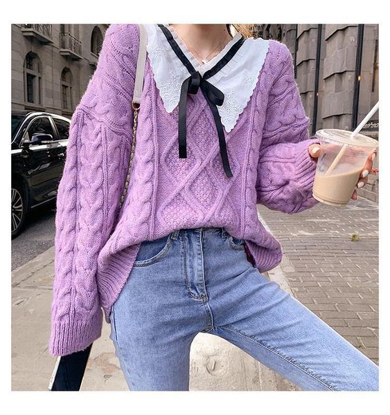 women's sweaters autumn winter thick thread sweater loose korean version thickened pullover lazy wind twist, White;black
women's sweaters autumn winter thick thread sweater loose korean version thickened pullover lazy wind twist, White;black