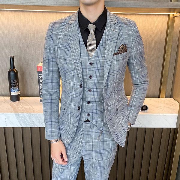 jacket + vest pants ) high-end brand boutique check formal business men's suit 3 pce ste groom wedding dress stage slim suits & blazers, White;black
jacket + vest pants ) high-end brand boutique check formal business men's suit 3 pce ste groom wedding dress stage slim suits & blazers, White;black