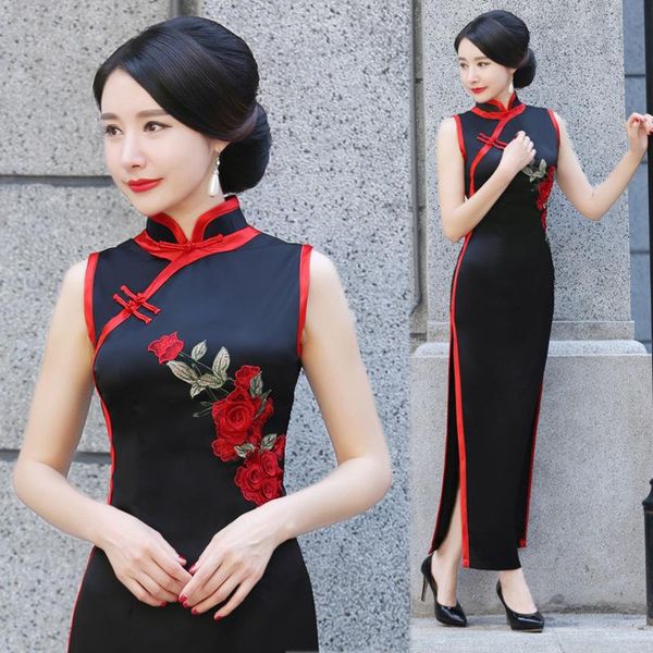 black embroidery qipao long chinese traditional dress oriental style evening dresses fashion elegant cheongsam sleeveless qi pao ethnic clot, Red
black embroidery qipao long chinese traditional dress oriental style evening dresses fashion elegant cheongsam sleeveless qi pao ethnic clot, Red