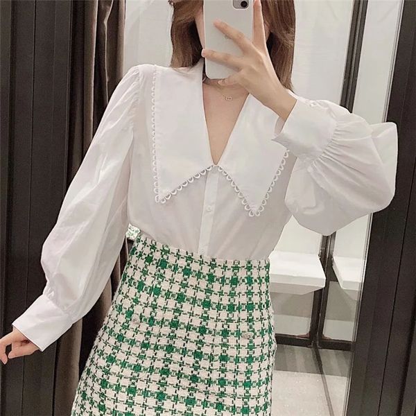 blsqr fashion white pleated loose blouses women vintage lapel collar long sleeve female shirts blusas chic 210430
blsqr fashion white pleated loose blouses women vintage lapel collar long sleeve female shirts blusas chic 210430