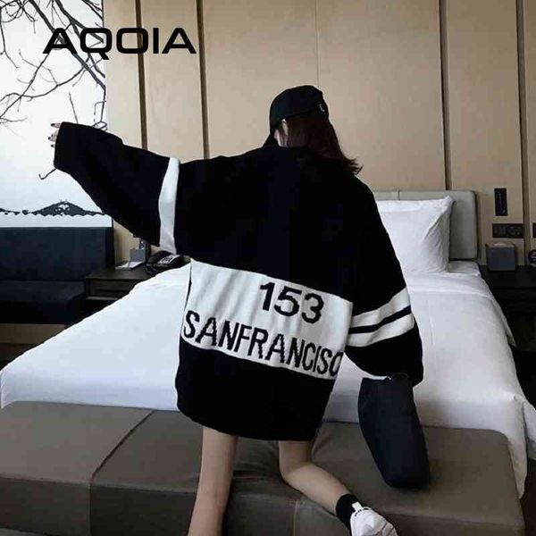 streetwear knit female pullovers oversize letter embroidery womens sweater korean winter loose plus size woman clothing 210521, White;black
streetwear knit female pullovers oversize letter embroidery womens sweater korean winter loose plus size woman clothing 210521, White;black