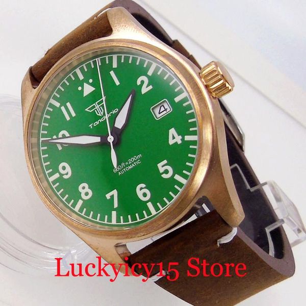 wristwatches tandorio brand cusn8 sollid real bronzed 200m waterproof 39mm automatic men watch nh35a green dial luminous genuine leather ban, Slivery;brown
wristwatches tandorio brand cusn8 sollid real bronzed 200m waterproof 39mm automatic men watch nh35a green dial luminous genuine leather ban, Slivery;brown