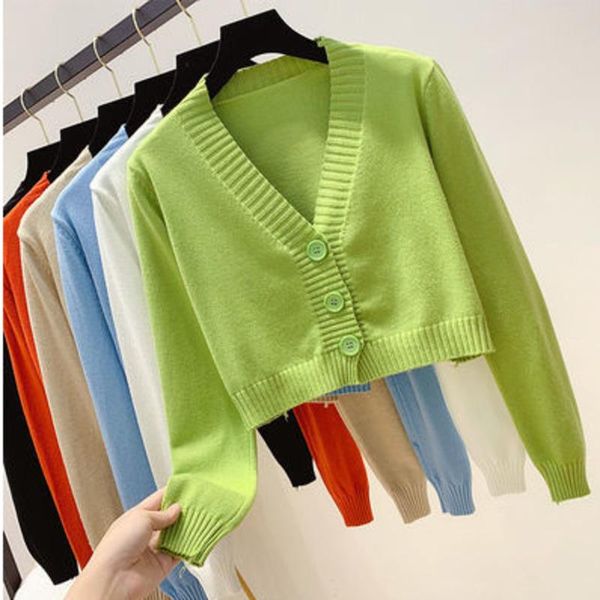 women's knits & tees knitted crop cardigan women korean fashion short sweaters long sleeve v neck green blue loose cardigans pull femm, White
women's knits & tees knitted crop cardigan women korean fashion short sweaters long sleeve v neck green blue loose cardigans pull femm, White