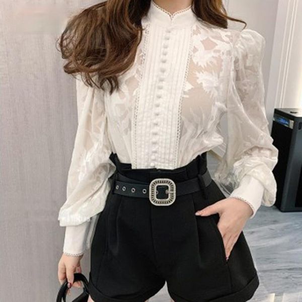 women's blouses & shirts korean for women stand collar puff long sleeve patchwork buttons designer oversized loose female 2021, White
women's blouses & shirts korean for women stand collar puff long sleeve patchwork buttons designer oversized loose female 2021, White