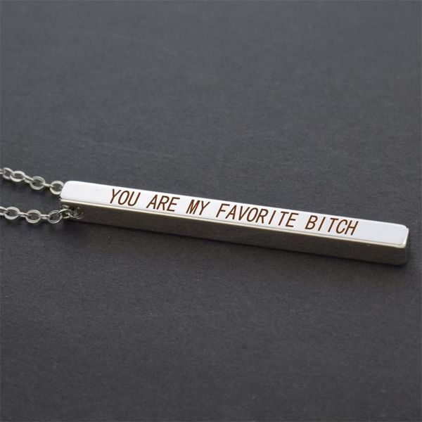 you are my favorite bitch necklace romantic love letters engraved bar chain for valentines gifts chains, Silver
you are my favorite bitch necklace romantic love letters engraved bar chain for valentines gifts chains, Silver