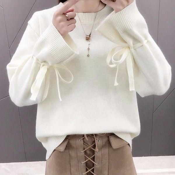 women's sweaters 2021 spring and autumn flared sleeves korean version of the wild loose small fragrance wind round neck sweater women k, White;black
women's sweaters 2021 spring and autumn flared sleeves korean version of the wild loose small fragrance wind round neck sweater women k, White;black