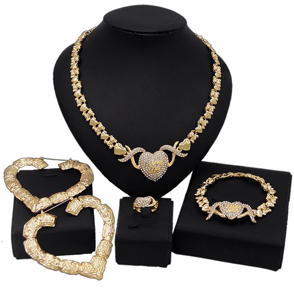 jewelry sets yulaili selling kit heart shaped gold color necklace big earrings bracelet ring wedding engagement wholesale, Black
jewelry sets yulaili selling kit heart shaped gold color necklace big earrings bracelet ring wedding engagement wholesale, Black
