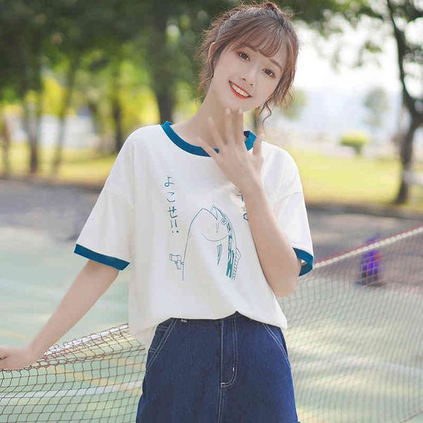 autumn solid loose harujuku women shirts casual o neck short sleeve cartoon floral print lady 210512, White
autumn solid loose harujuku women shirts casual o neck short sleeve cartoon floral print lady 210512, White