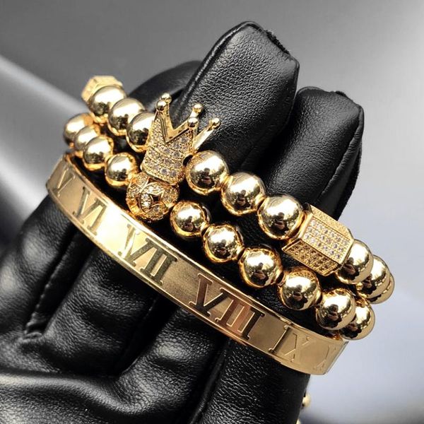 3pcs/set luxury crown bracelet pave cubic zirconia ball charms copper beads men cuff roman numeral bracelets for drop charm, Golden;silver
3pcs/set luxury crown bracelet pave cubic zirconia ball charms copper beads men cuff roman numeral bracelets for drop charm, Golden;silver