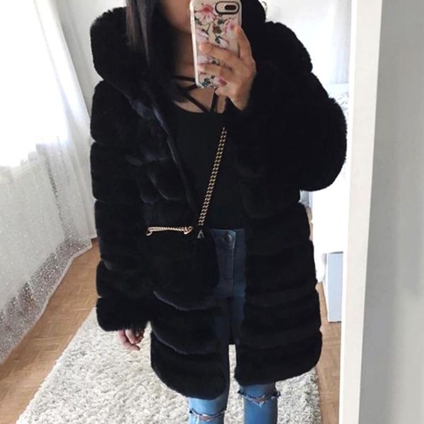 women's fur & faux 2021 plush coat with pockets fashion casual oversized fashionable hooded thick and warm winter, Black
women's fur & faux 2021 plush coat with pockets fashion casual oversized fashionable hooded thick and warm winter, Black