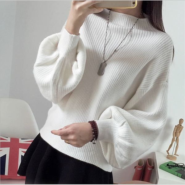 autumn winter women's jsweater korean style solid color bat type long sleeve sweater loose high neck pullover sweaters ll287 210506, White;black
autumn winter women's jsweater korean style solid color bat type long sleeve sweater loose high neck pullover sweaters ll287 210506, White;black