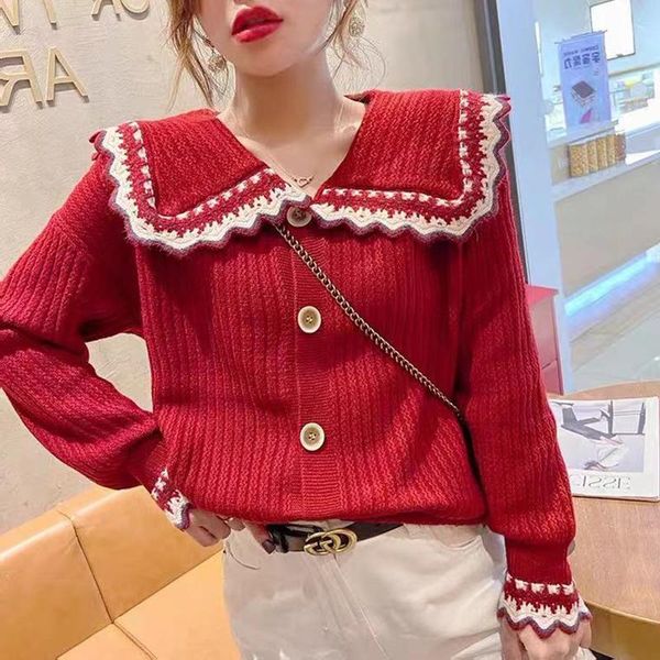 women's jackets 2021 spring and autumn doll collar solid color sweater knitted cardigan loose thin single-breasted long-sleeved shirt w, Black;brown
women's jackets 2021 spring and autumn doll collar solid color sweater knitted cardigan loose thin single-breasted long-sleeved shirt w, Black;brown