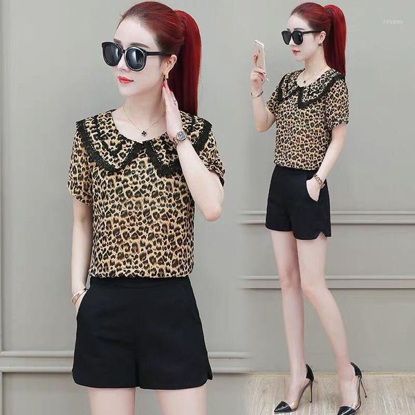 women's blouses & shirts chiffon summer women vintage leopard doll collar temperament ladies short sleeve blusas mm1035, White
women's blouses & shirts chiffon summer women vintage leopard doll collar temperament ladies short sleeve blusas mm1035, White