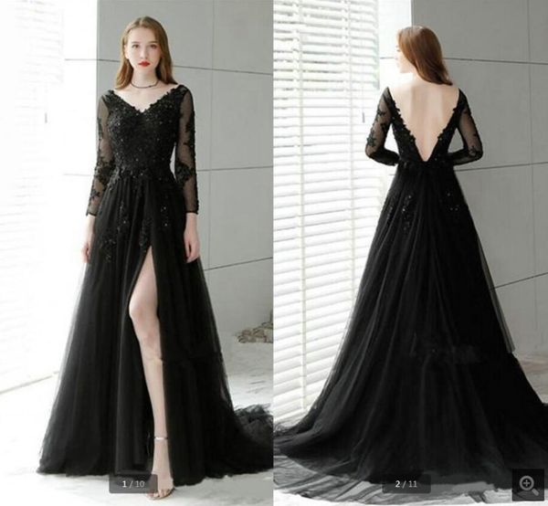vintage black tulle a line wedding dresses long sleeve bridal gowns v neck beaded lace appliques elegant bohemian beach bride formal dress b, White
vintage black tulle a line wedding dresses long sleeve bridal gowns v neck beaded lace appliques elegant bohemian beach bride formal dress b, White
