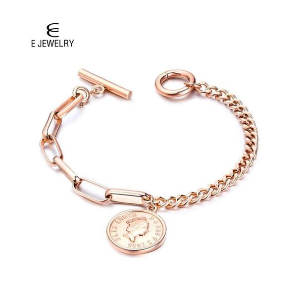 link, chain e retro round charm bracelets for women elizabeth coin toggle clasp link bracelet rose gold color titanium steel jewelry, Black
link, chain e retro round charm bracelets for women elizabeth coin toggle clasp link bracelet rose gold color titanium steel jewelry, Black