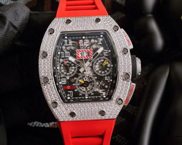 wristwatches luxury mens rm11-fm full iced diamonds watches automatic mechanical movement rose gold red black rubber bracelet watch, Slivery;brown
wristwatches luxury mens rm11-fm full iced diamonds watches automatic mechanical movement rose gold red black rubber bracelet watch, Slivery;brown