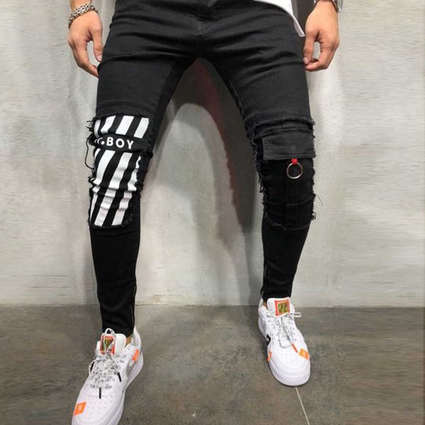 skinny striped jeans men denim hole wash vintage hip hop work trousers stretch slim fit printed jeans black casual pencil pants x0621, Blue
skinny striped jeans men denim hole wash vintage hip hop work trousers stretch slim fit printed jeans black casual pencil pants x0621, Blue