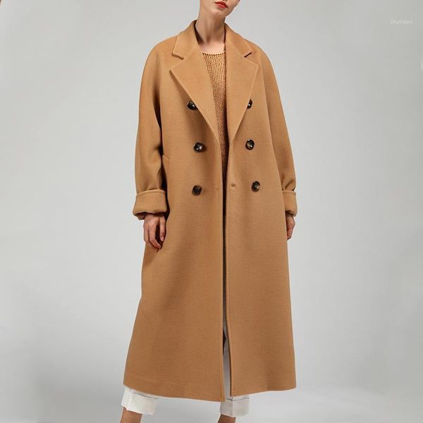 winter women woolen coat turn down collar double breasted long wool double-sided cashmere camel office lady warm jacket women's & blend, Black
winter women woolen coat turn down collar double breasted long wool double-sided cashmere camel office lady warm jacket women's & blend, Black