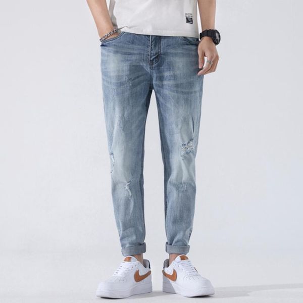spring and autumn men's jeans ripped harem pants trend loose feet casual trousers straight, Blue
spring and autumn men's jeans ripped harem pants trend loose feet casual trousers straight, Blue