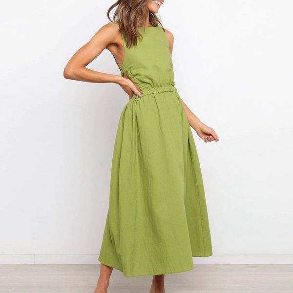 summer solid color sleeveless o neck waistless dress for womens elegant cotton and linen dress a-line dress vestidos 210514, Black;gray
summer solid color sleeveless o neck waistless dress for womens elegant cotton and linen dress a-line dress vestidos 210514, Black;gray