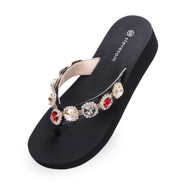 slippers rhinestone flip-flops women outside wedge sandals fashion anti slip platform summer crystal beach shoe open toe comfort, Black
slippers rhinestone flip-flops women outside wedge sandals fashion anti slip platform summer crystal beach shoe open toe comfort, Black