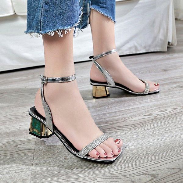 dress shoes fashion crystal buckle strap square heels women sandals open toe ankle med, Black
dress shoes fashion crystal buckle strap square heels women sandals open toe ankle med, Black