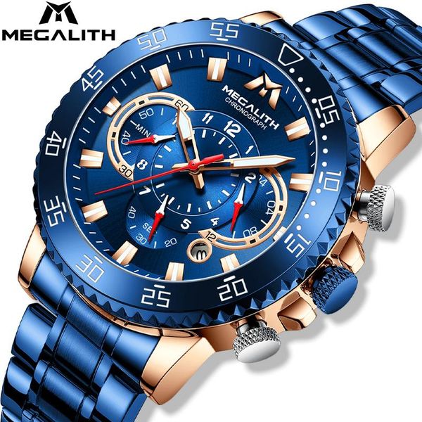 wristwatches megalith men's watch blue stainless steel band sport chronograph wristwatch big dial quartz watches with luminous pointers, Slivery;brown
wristwatches megalith men's watch blue stainless steel band sport chronograph wristwatch big dial quartz watches with luminous pointers, Slivery;brown