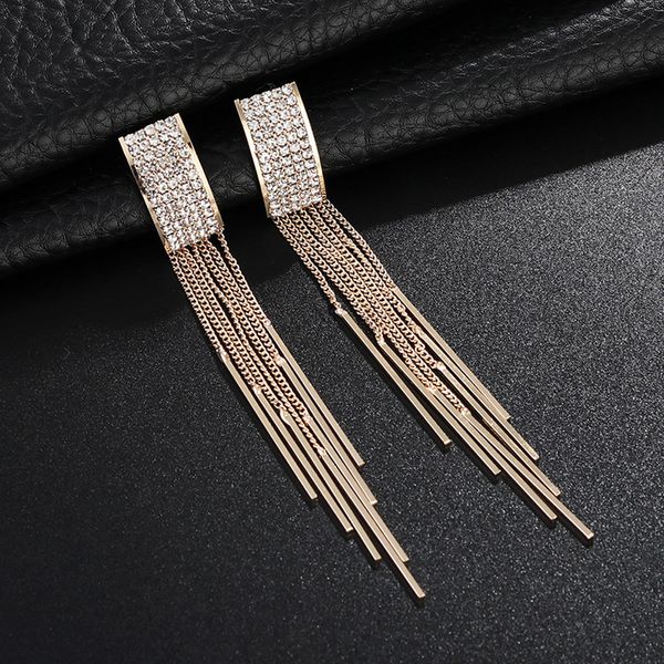 gold color long crystal tassel dangle earrings for women wedding drop earing brinco fashion jewelry, Silver
gold color long crystal tassel dangle earrings for women wedding drop earing brinco fashion jewelry, Silver