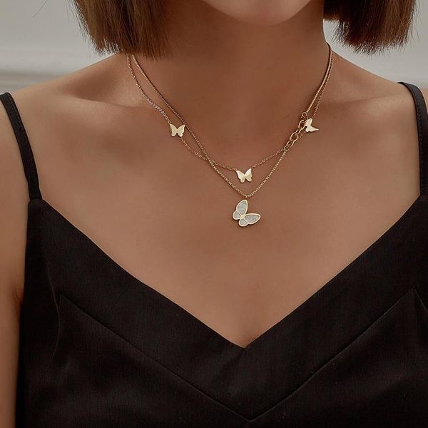 pendant necklaces korean fashion double layer necklace cute butterfly for women golden color statement jewelry accessories gifts, Silver
pendant necklaces korean fashion double layer necklace cute butterfly for women golden color statement jewelry accessories gifts, Silver