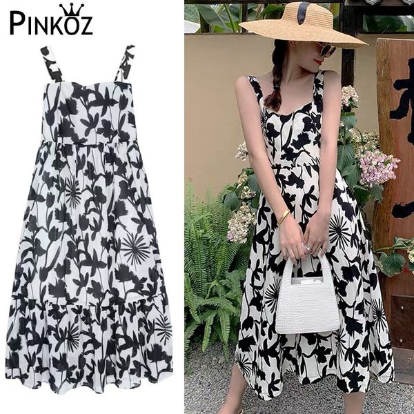 summer beach spaghetti strap black flower printed a-line high waist midi dresses for women causal young lady ropa mujer 210421, White
summer beach spaghetti strap black flower printed a-line high waist midi dresses for women causal young lady ropa mujer 210421, White