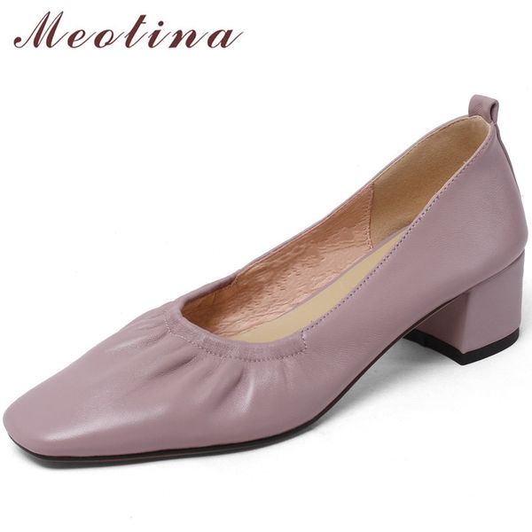 genuine leather woman shoes med heels sheepskin thick heel dress pump pleated square toe ladies footwear spring white 40 210517, Black
genuine leather woman shoes med heels sheepskin thick heel dress pump pleated square toe ladies footwear spring white 40 210517, Black
