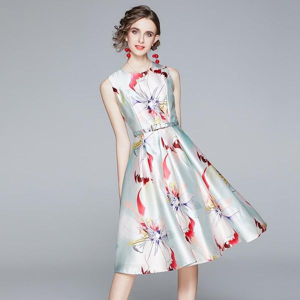casual dresses jsxdhk est women's flower print dress 2021 fashion runway summer o neck sleeveless ball gown tank vestidos with belt, Black;gray
casual dresses jsxdhk est women's flower print dress 2021 fashion runway summer o neck sleeveless ball gown tank vestidos with belt, Black;gray