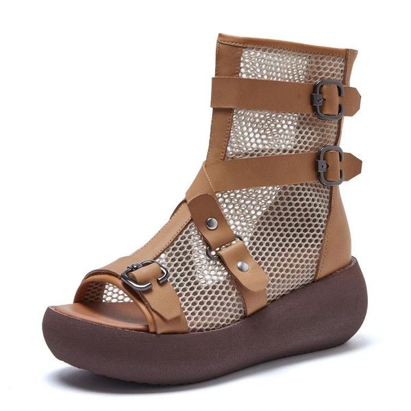female handmade sandals 2021 summer women shoes genuine leather air mesh open toe wedges platform modern gladiator, Black
female handmade sandals 2021 summer women shoes genuine leather air mesh open toe wedges platform modern gladiator, Black