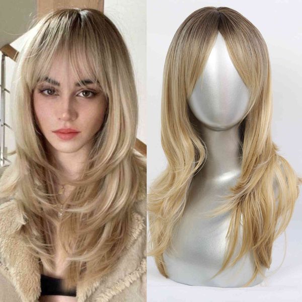 synthetic wigs long straight layered hairstyle ombre blonde full with bangs for black women high density temperature fibre, Black;brown
synthetic wigs long straight layered hairstyle ombre blonde full with bangs for black women high density temperature fibre, Black;brown
