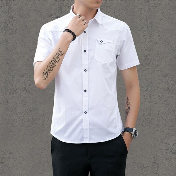 summer men's shirt short sleeve korean casual cotton men clothing multi color shirts, White;black
summer men's shirt short sleeve korean casual cotton men clothing multi color shirts, White;black