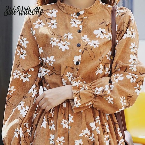 casual dresses vintage print women dress winter sweet female mandarin collar long sleeve button fashion elastic waist corduroy lady, Black;gray
casual dresses vintage print women dress winter sweet female mandarin collar long sleeve button fashion elastic waist corduroy lady, Black;gray