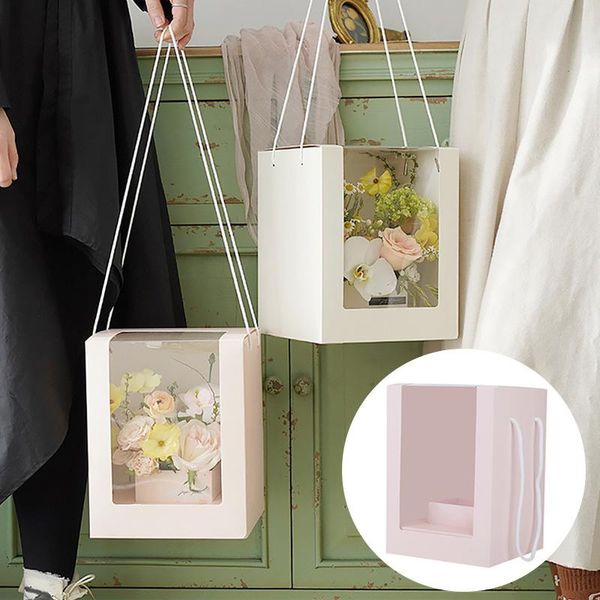 gift wrap square clear window paper flower packaging box with handle rope florist bouquet wrapping boxes arrangement supplies
gift wrap square clear window paper flower packaging box with handle rope florist bouquet wrapping boxes arrangement supplies