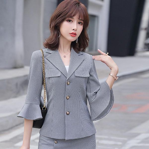 two piece dress professional skirt suits women business temperament blazer and office ladies formal interview bell sleeve work clothes, White
two piece dress professional skirt suits women business temperament blazer and office ladies formal interview bell sleeve work clothes, White
