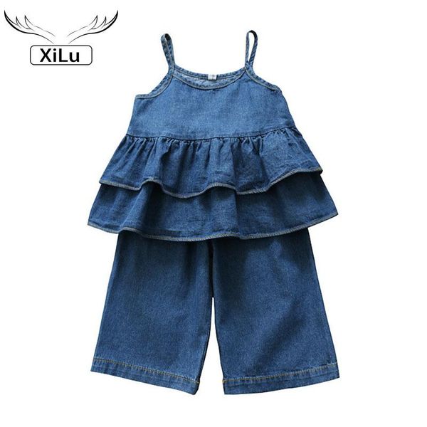 clothing sets korean girl denim sling and wide leg pants two-piece suit toddler summer clothes 2021 kids boutique wholesale, White
clothing sets korean girl denim sling and wide leg pants two-piece suit toddler summer clothes 2021 kids boutique wholesale, White