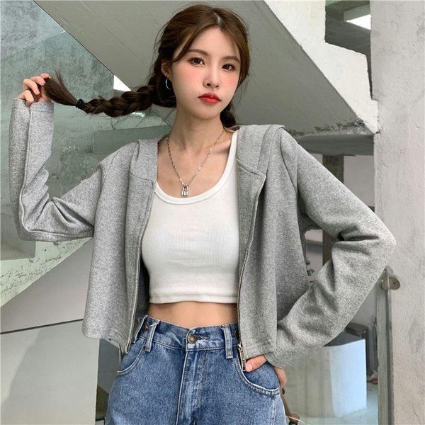 running jackets women jacket 2021 autumn solid color high waist short zipper hooded sweater loose sports casual cardigan slimming soft coats, Black;red
running jackets women jacket 2021 autumn solid color high waist short zipper hooded sweater loose sports casual cardigan slimming soft coats, Black;red